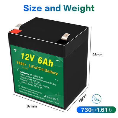 ট্যালেন্টসেল 12v 6ah Lifepo4 ব্যাটারি প্যাক ডিপ সাইকেল 2000 সাইকেল 32700 6000mah