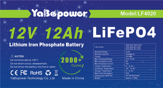 12.8v 12v 12ah Lifepo4 ব্যাটারি রিচার্জেবল ডিসচার্জ কারেন্ট 6A