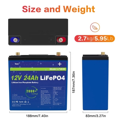 24Ah 12v Lifepo4 ব্যাটারি সেল লিথিয়াম IP55 জলরোধী