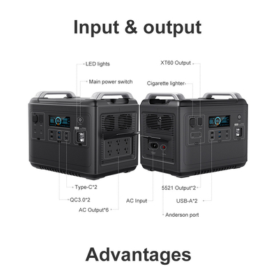 Ups লিথিয়াম পোর্টেবল পাওয়ার স্টেশন Lifepo4 Solar 2000W 1000 Watt দ্বিমুখী দ্রুত