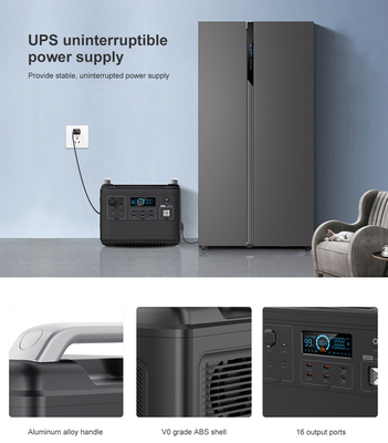 Ups লিথিয়াম পোর্টেবল পাওয়ার স্টেশন Lifepo4 Solar 2000W 1000 Watt দ্বিমুখী দ্রুত