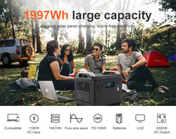 Ups লিথিয়াম পোর্টেবল পাওয়ার স্টেশন Lifepo4 Solar 2000W 1000 Watt দ্বিমুখী দ্রুত