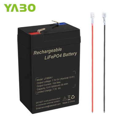 খেলনা সাইকেলের হেডলাইট বাম্পার গাড়ির জন্য 6Ah 6V Lifepo4 গভীর সাইকেল লিথিয়াম ব্যাটারি