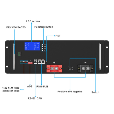 আরভি বোট মেরিন সোলার 48V 100Ah LiFePO4 স্মার্ট BMS LiFePO4 ব্যাটারি LCD ভোল্টেজ ডিসপ্লে 48V ব্যাটারি 10KW LiFePO4