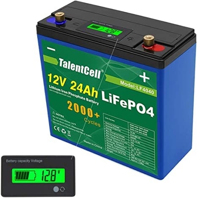12v 24ah Lifepo4 লিথিয়াম ব্যাটারি প্যাক LCD ডিসপ্লে সহ রিচার্জেবল বড় ক্ষমতা