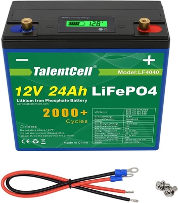 12v 24ah Lifepo4 লিথিয়াম ব্যাটারি প্যাক LCD ডিসপ্লে সহ রিচার্জেবল বড় ক্ষমতা
